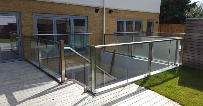Composite decking with glass balustrade